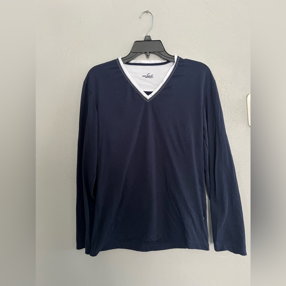 Van Laack navy long sleeve tee size M